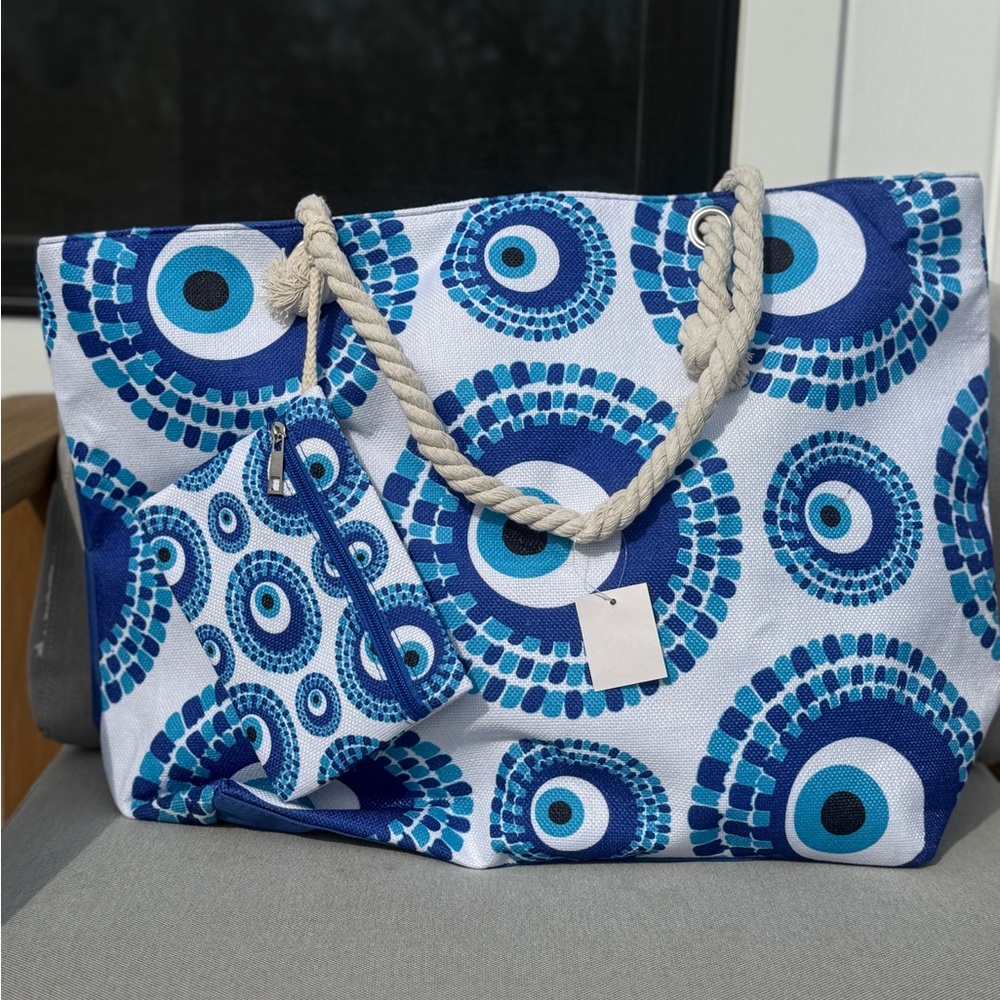 Evil Eye Waterproof Tote Bag with Pouch